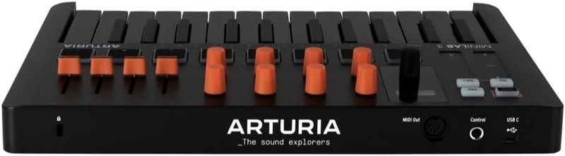 Arturia MiniLab 3 Compact MIDI Keyboard and Pad Controller | Orange Bundle with 6ft MIDI Cable + Microfiber Cleaning Cloth (3 Item) - Image 3